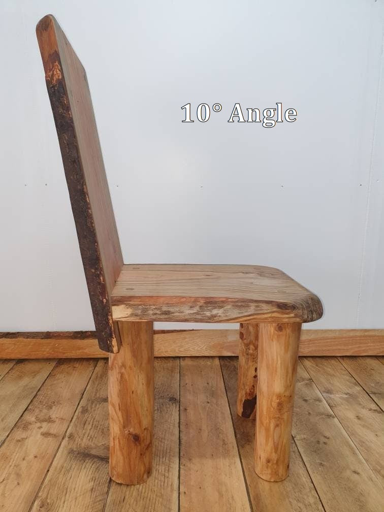 A side view of a short reclined chair with the label "10° Angle"