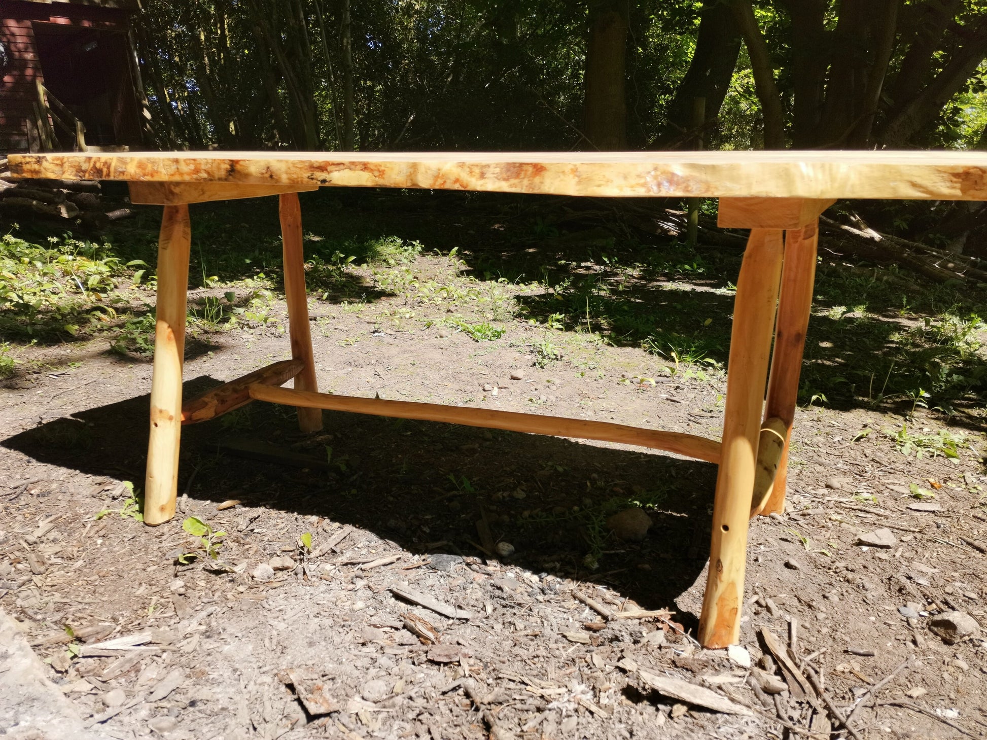 a close up of the side of the tabletop of  a sycamore table