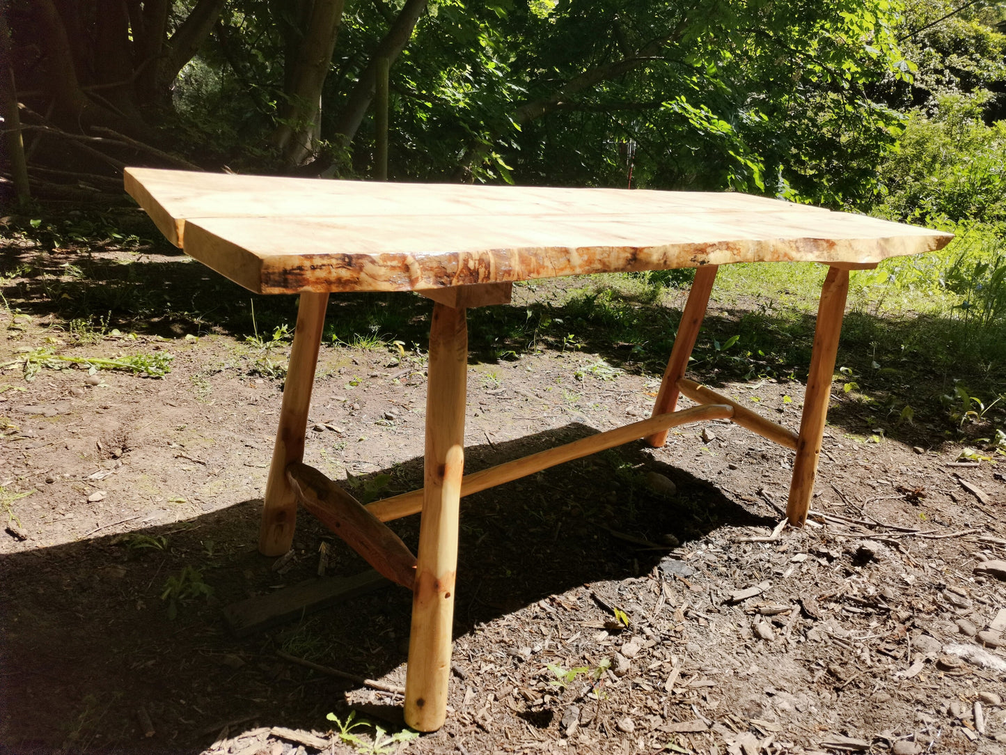 a sycamore table outside