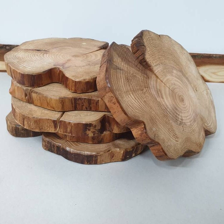 A stack of log ring placemats