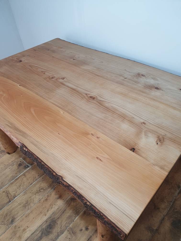 overhead view of a wooden tabletop