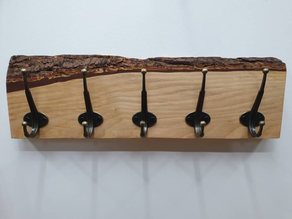 The same previous 5 hook coat rack from the front aspect.