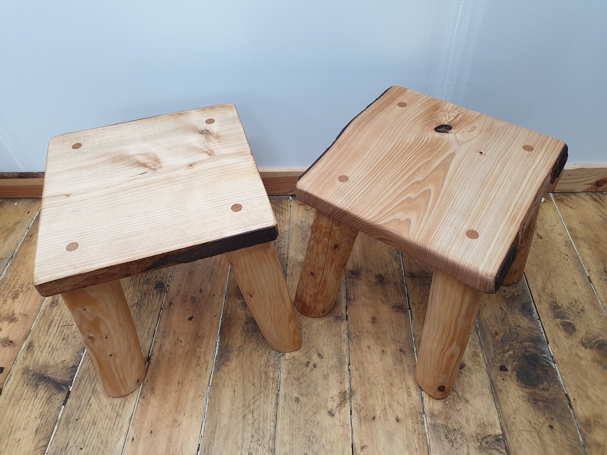 two medium square stools