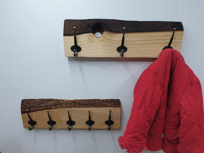 Rustic Coat Rack - Unique Live Edge Wood Coat Hanger and Hat Rack