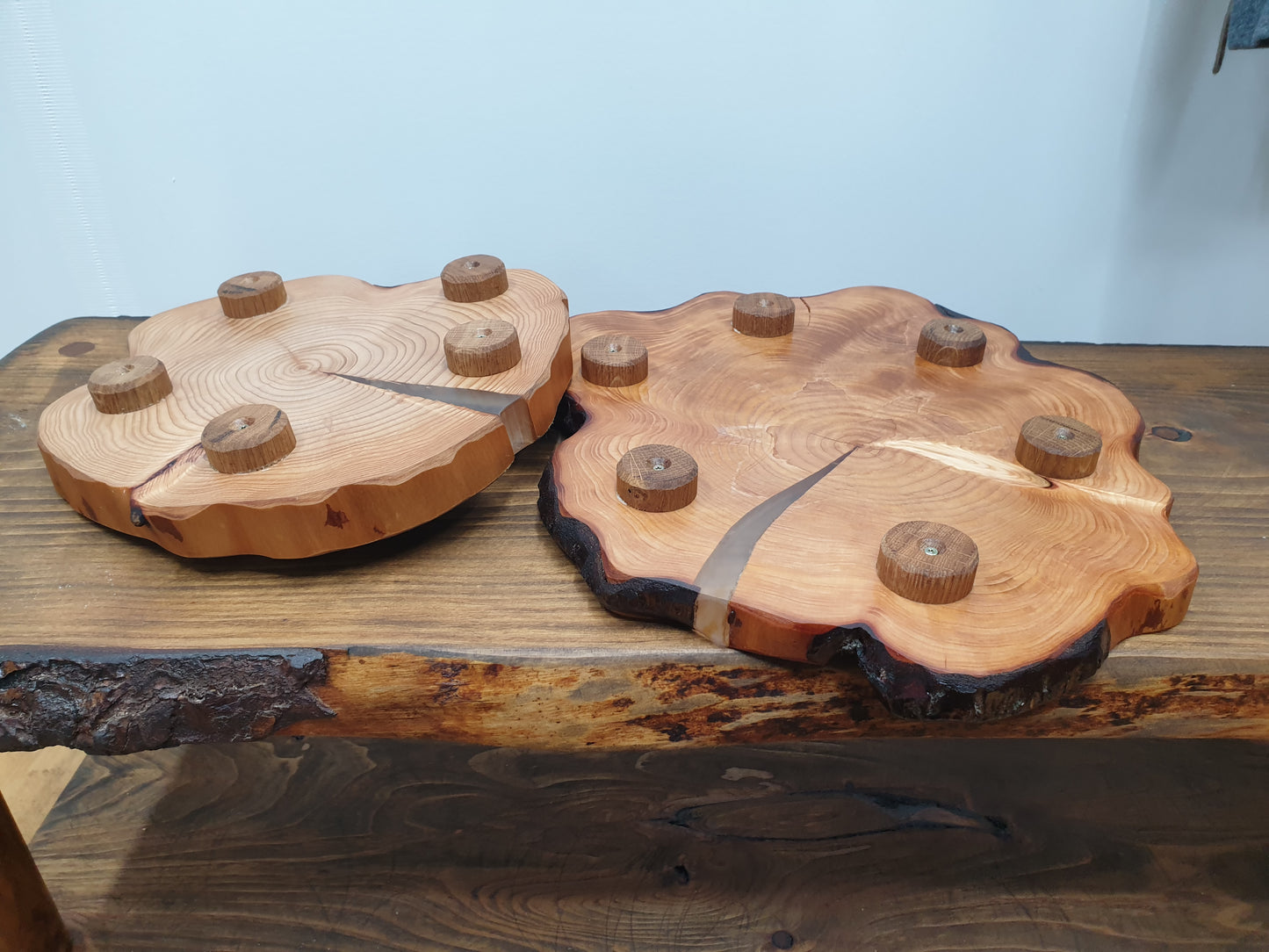 Unique Wooden Log Ring Table Centrepieces With Raised Feet