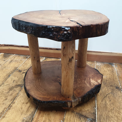 Rustic Log-Ring End Table/Bedside/Nightstand