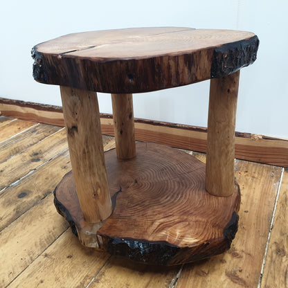 Rustic Log-Ring End Table/Bedside/Nightstand