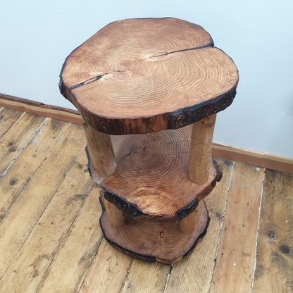 Rustic Log-Ring End Table/Bedside/Nightstand