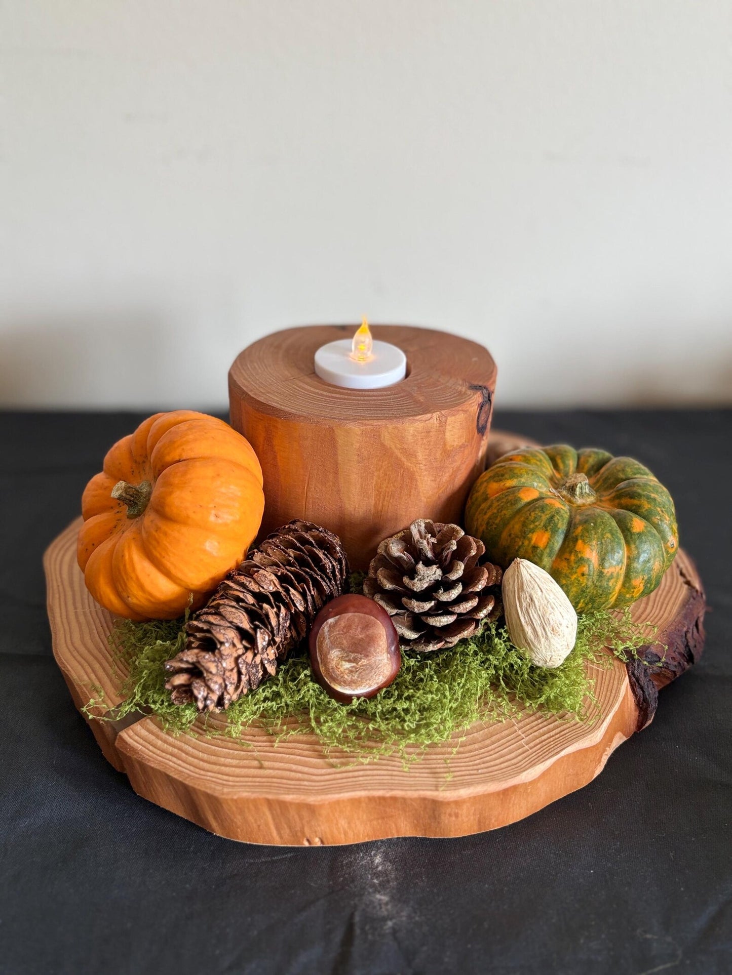 Rustic Wooden Log Ring Tea Light Holder/Decoration