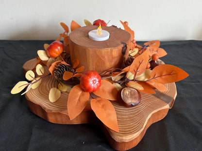 Rustic Wooden Log Ring Tea Light Holder/Decoration