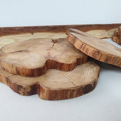 Three place mats stacked in a studio