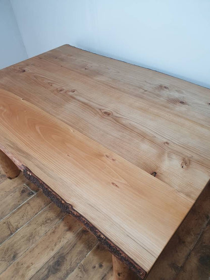 overhead view of a wooden tabletop